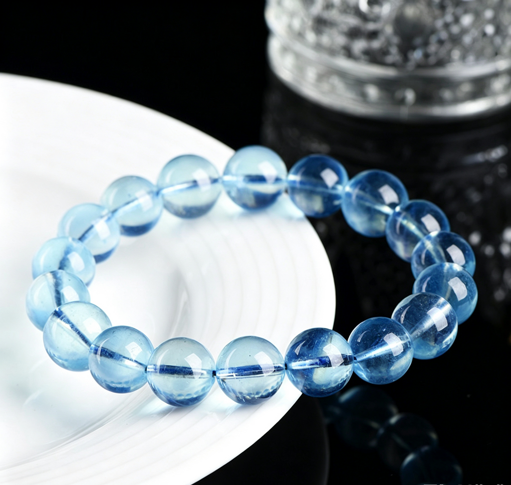 Natural Aquamarine Loose Beads — Round Beads for DIY Handmade Jewelry Making