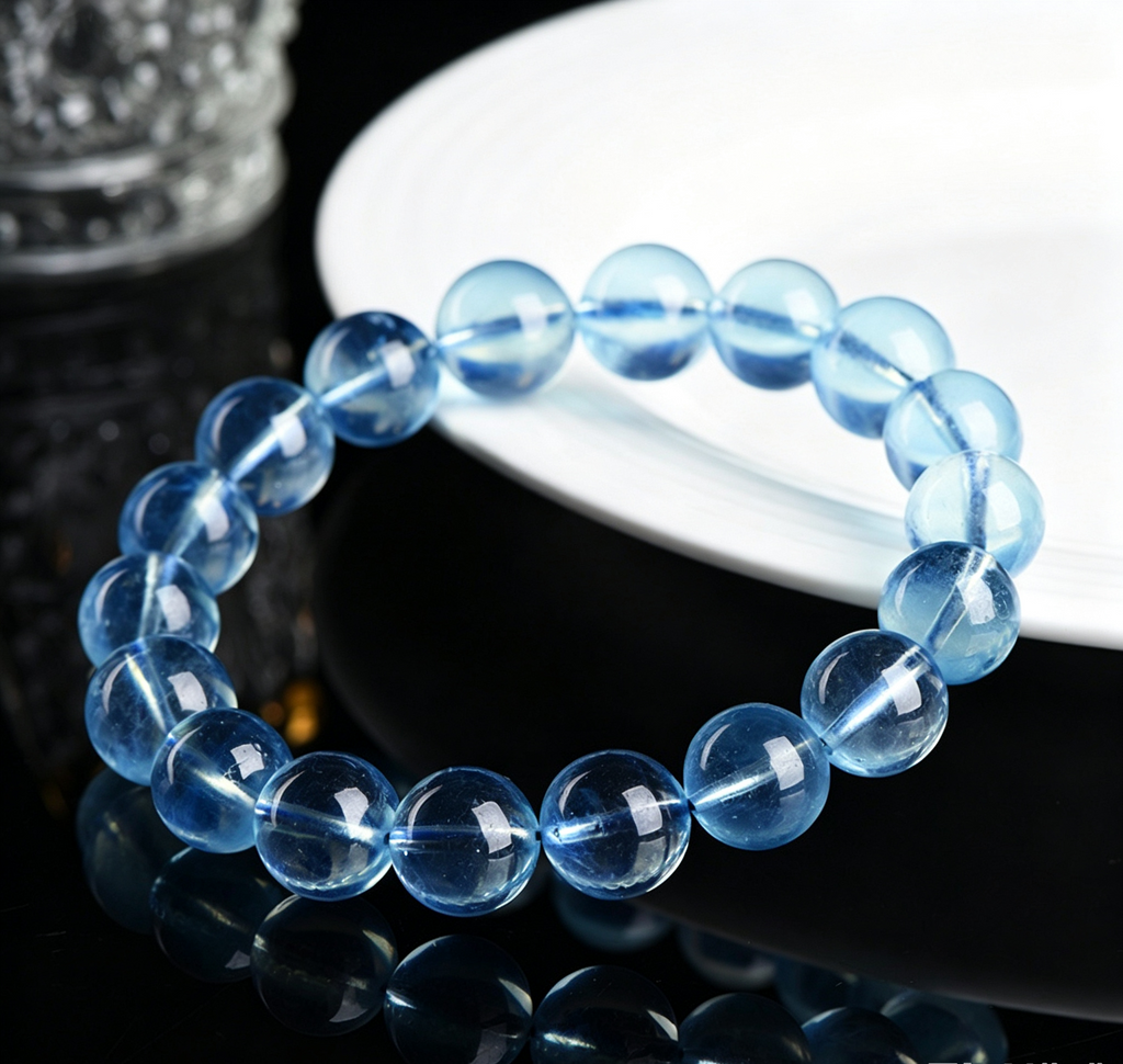 Natural Aquamarine Loose Beads — Round Beads for DIY Handmade Jewelry Making