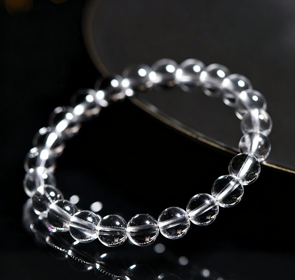 Natural Vintage White Crystal Round Bead Bracelet — DIY Strand & Loose Beads