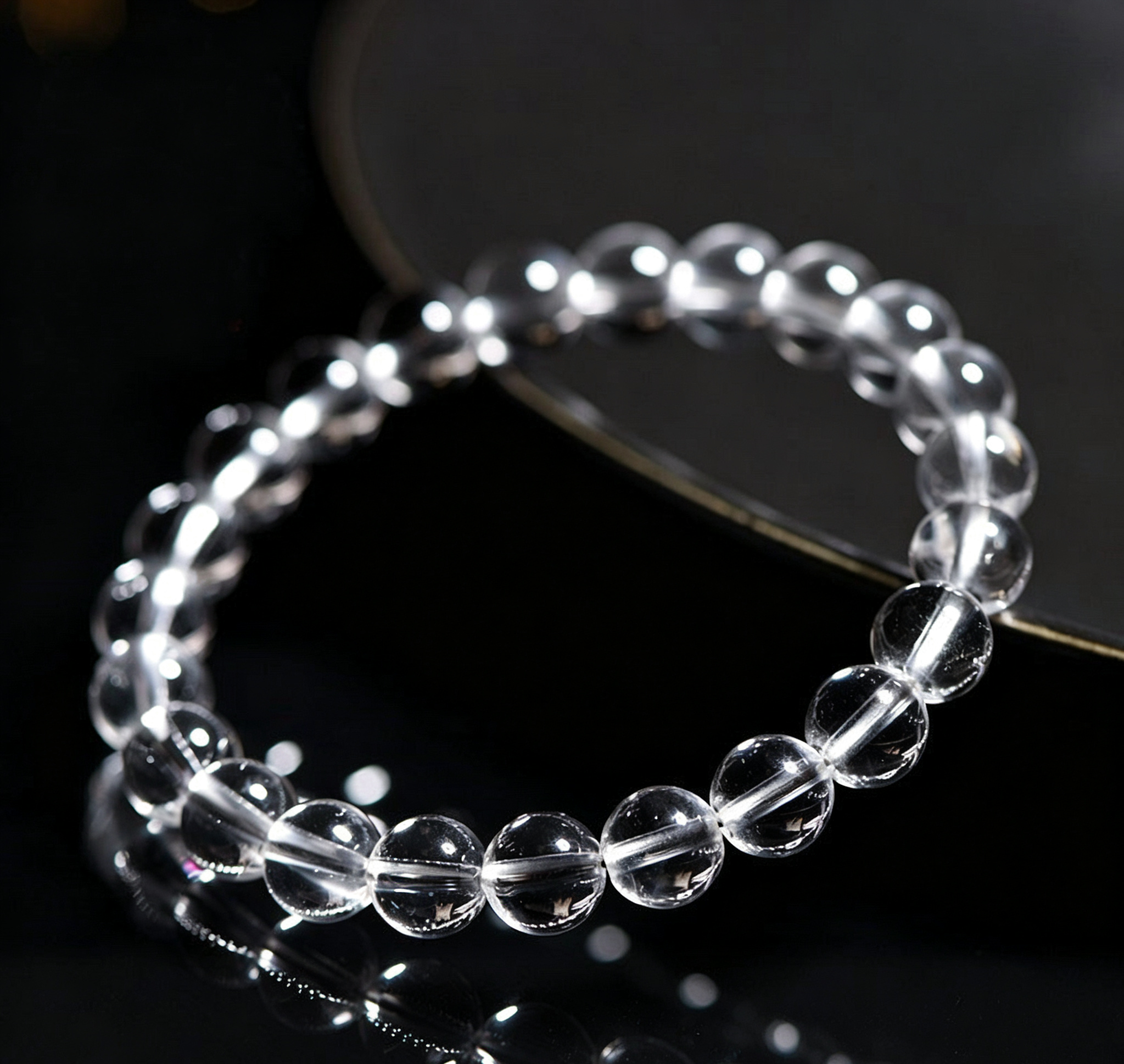 Natural Vintage White Crystal Round Bead Bracelet — DIY Strand & Loose Beads
