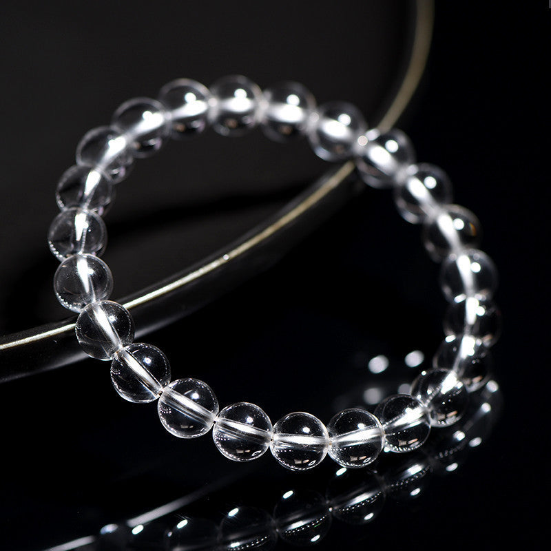 Natural Vintage White Crystal Round Bead Bracelet — DIY Strand & Loose Beads