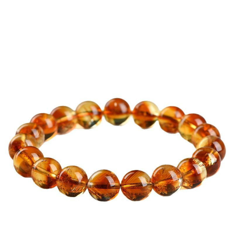 Natural Yellow Citrine Pyramid & Round Bead Bracelet | Yellow Citrine "Thousand-Layer Flower" Loose Bead Strand