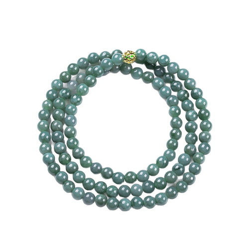 Authentic A-grade jade ice type full color round bead necklace and bracelet for women