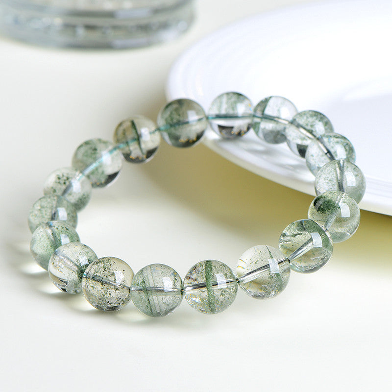 Natural Green Phantom Quartz Bracelet — "Treasure Basin" Single-Strand Bracelet