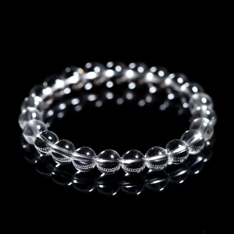 Natural Vintage White Crystal Round Bead Bracelet — DIY Strand & Loose Beads