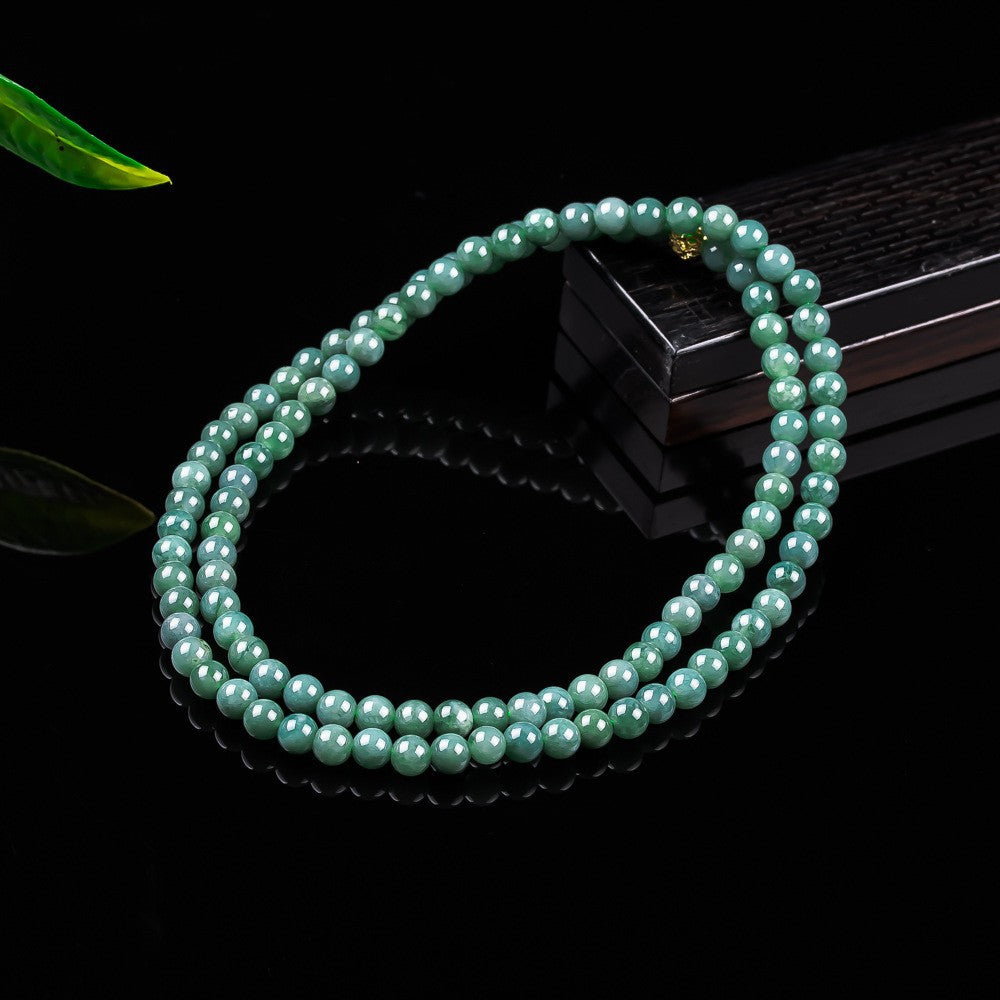 Authentic A-grade jade ice type full color round bead necklace and bracelet for women