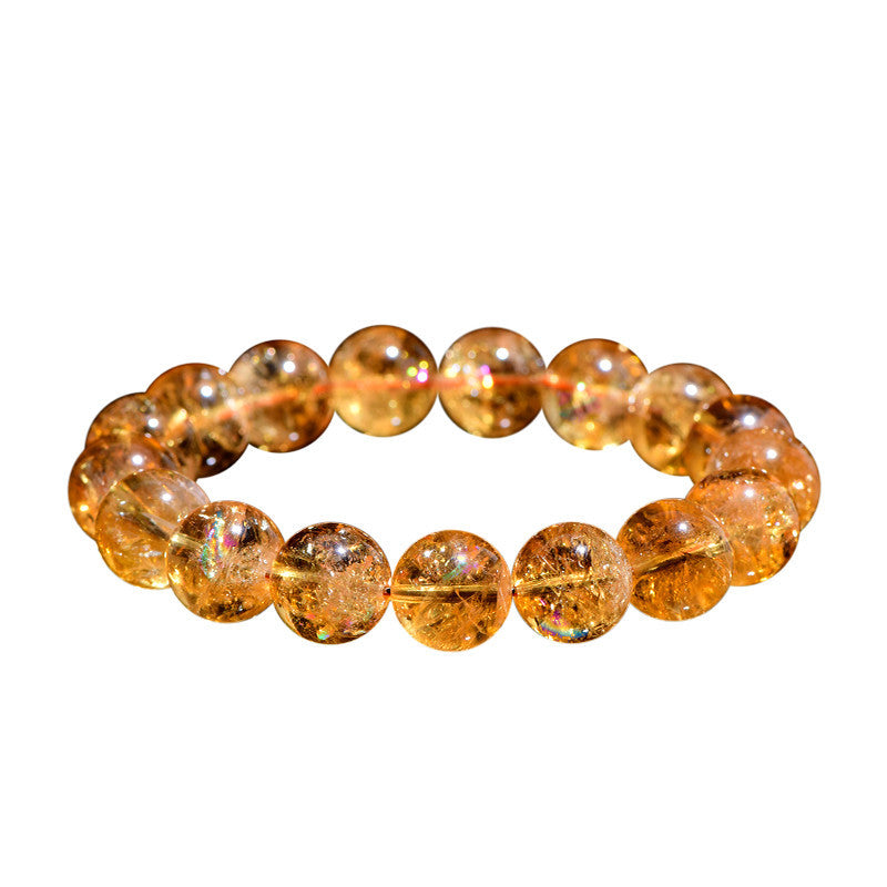 Natural Yellow Citrine and Azeztulite Rainbow Crystal Bracelet