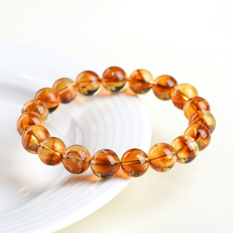 Natural Yellow Citrine Pyramid & Round Bead Bracelet | Yellow Citrine "Thousand-Layer Flower" Loose Bead Strand