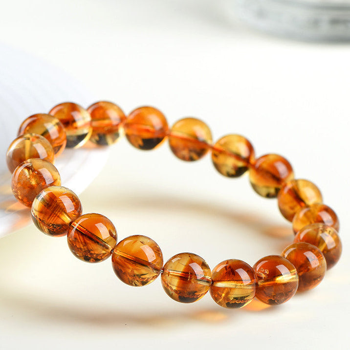 Natural Yellow Citrine Pyramid & Round Bead Bracelet | Yellow Citrine "Thousand-Layer Flower" Loose Bead Strand